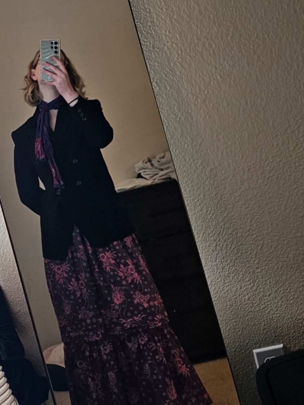 Boho Floral V-Neck Long Sleeve Maxi Dress in Plum and Coral - Picture 2 of 13
